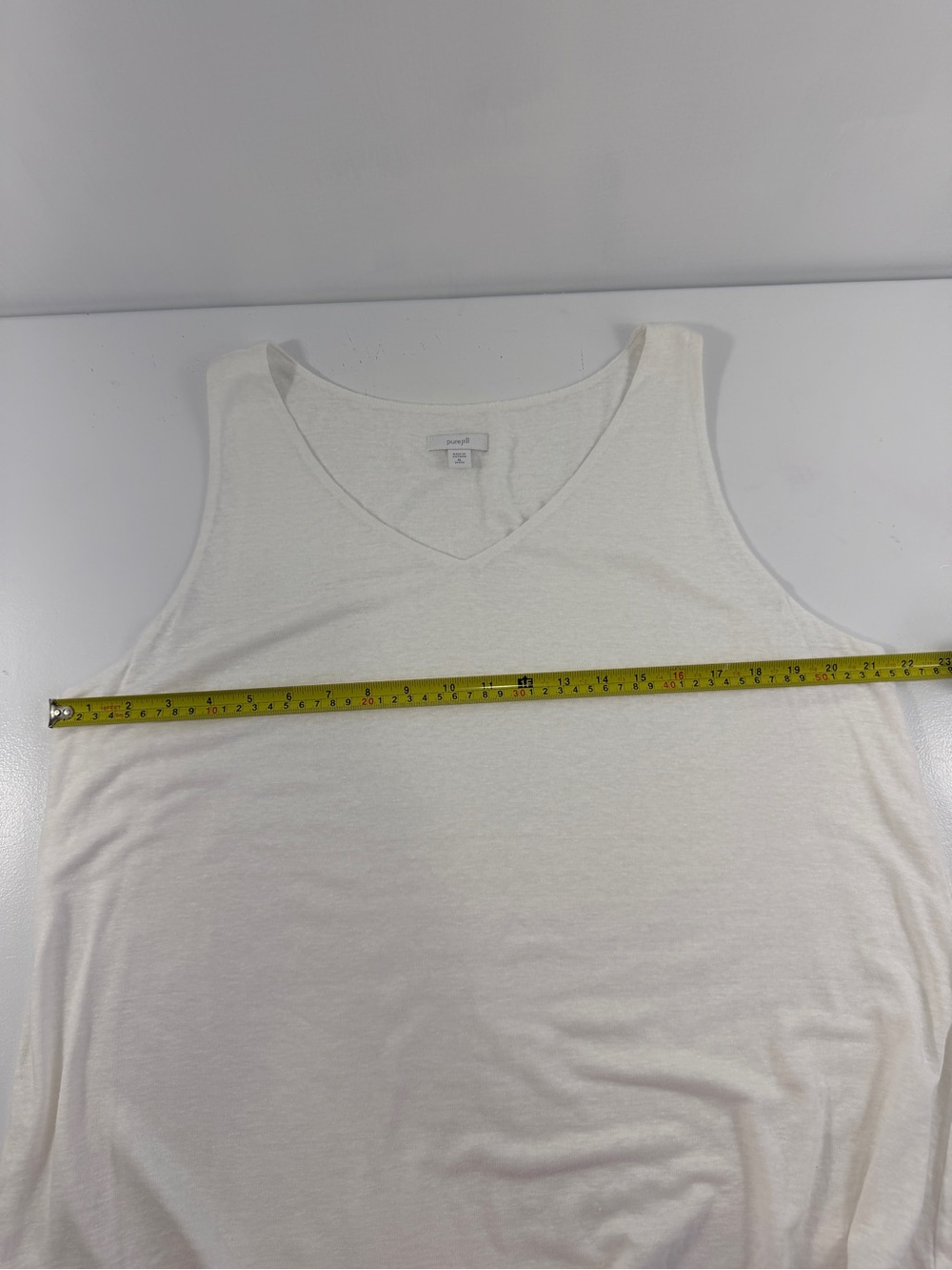 Pure Jill J. Jill Sleeveless V-Neck White Linen Rayon Blend Tank Top Sz XLP - Picture 7 of 11
